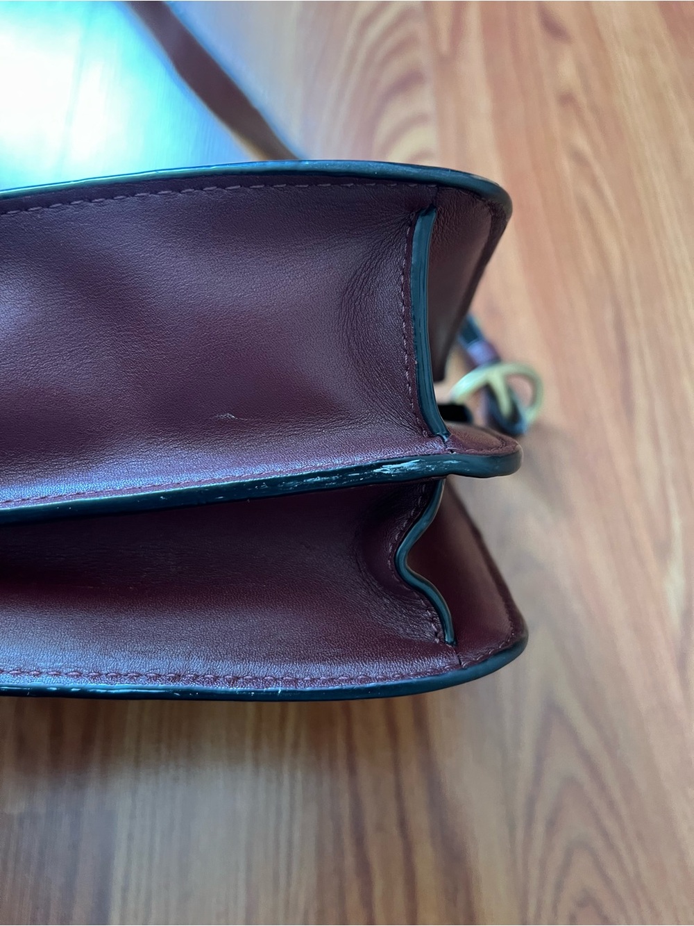 Coach Burgundy Leather Crossbody with Brass Ring Detail - Picture 9 of 16